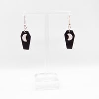 Image 1 of Black & White Moon Coffin Earrings