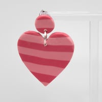 Image 2 of Pink Striped Heart Earrings