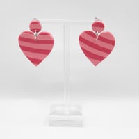 Image 1 of Pink Striped Heart Earrings