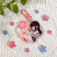 Madoka & Homura - 2.5" Glitter Epoxy Keychain