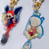 Image 4 of Good Omens: Crowley & Aziraphale couple linked keychain