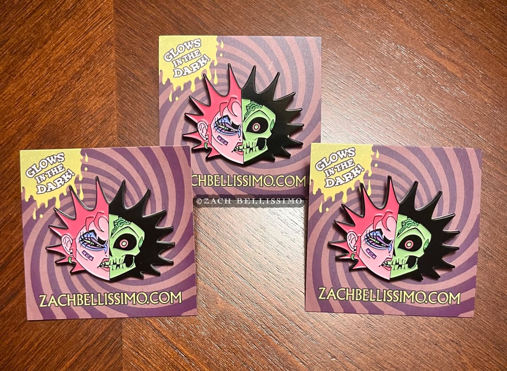 "HALFSIES" GLOW ENAMEL PIN