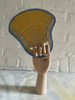 Image of African Hand Woven Fans from recycled plastic  - cut out handle style 