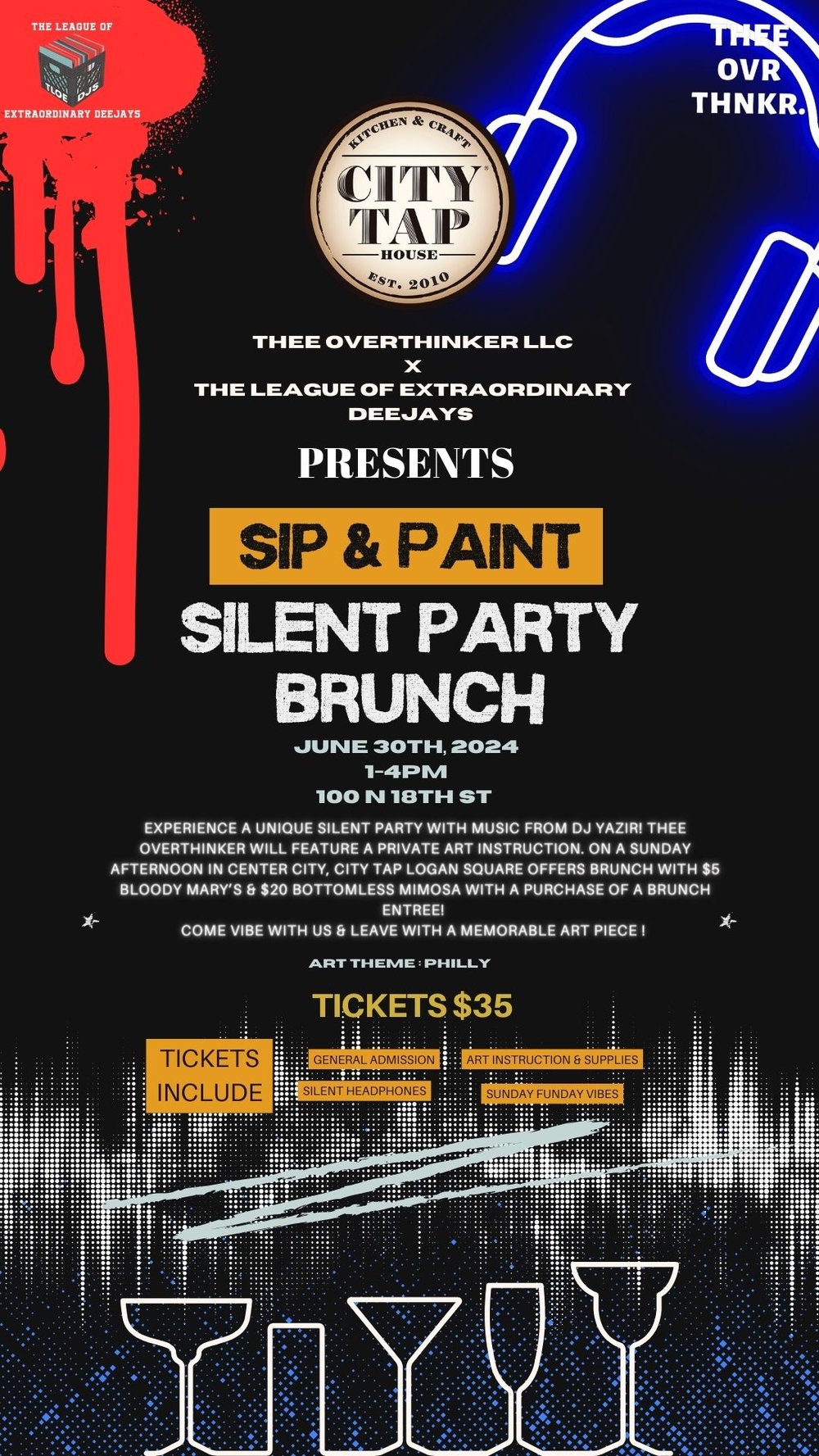 Image of SIP & PAINT SILENT PARTY BRUNCH TICKET