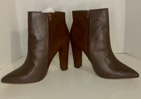 Image 4 of Brown Faux Leather Suede Ankle Just Fab Booties - Size: 10