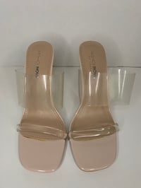 Image 1 of Nude Transparent Wedge Fashion Nova Heels - Size: 8