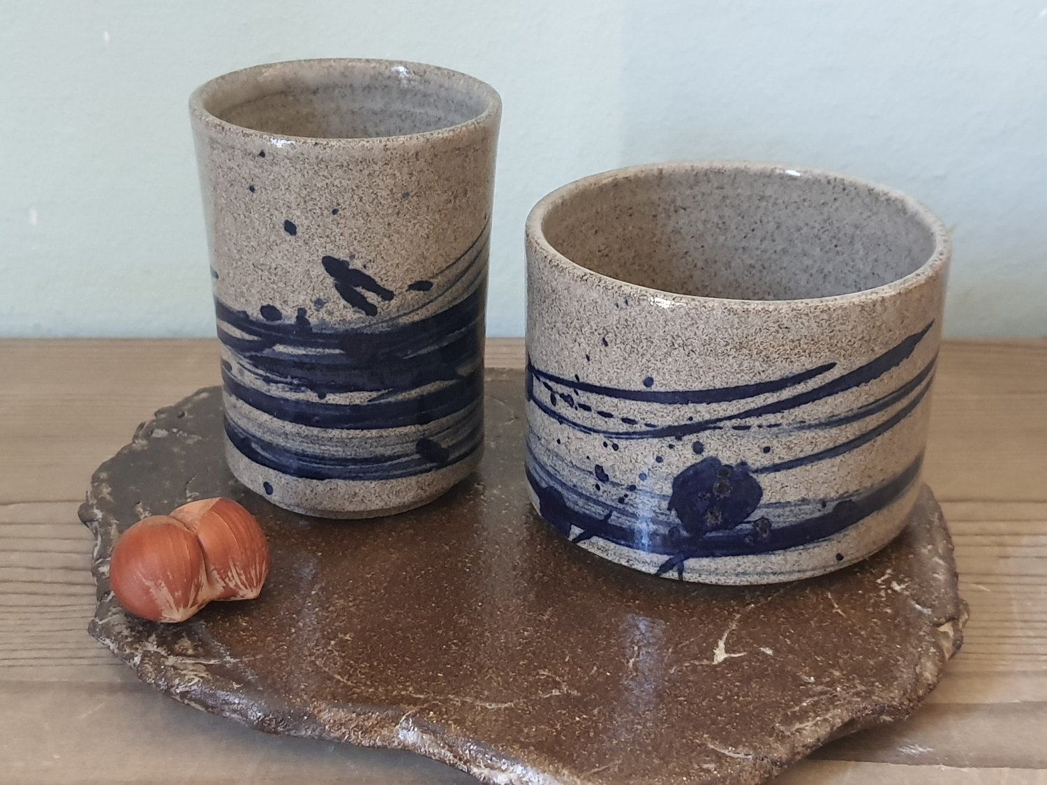 Image of Coppia Yunomi Deco Blu | serie YUNOMI