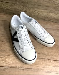 Image 1 of Victoria white cotton canvas lo top sneaker 