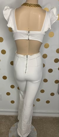 Image 3 of White Denim Back Out Fashion Nova Bodysuit - Size: S