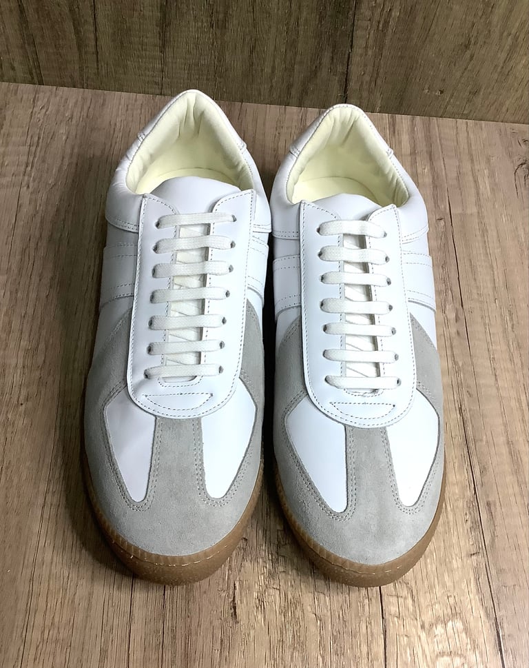 Tortola white leather germa army trainer shoes made in Spain Image 5