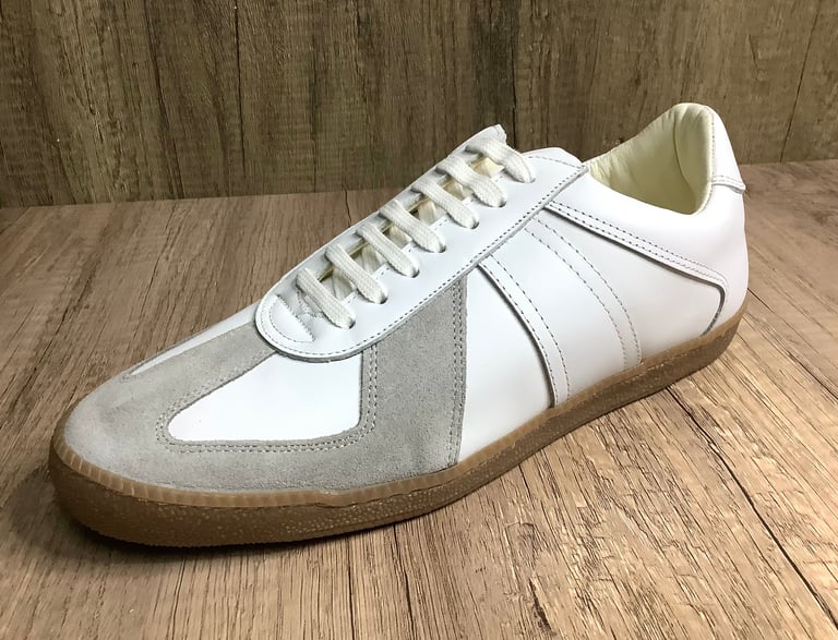 Tortola white leather germa army trainer shoes made in Spain Image 7