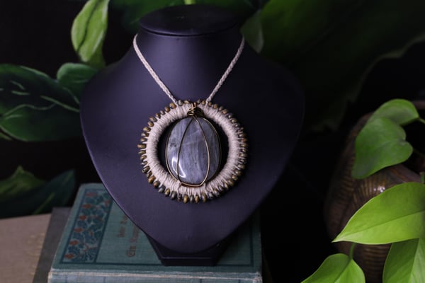 Image of Natural hemp cord labradorite necklace