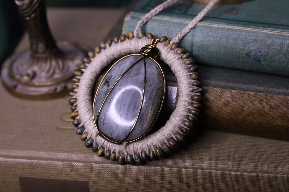 Image of Natural hemp cord labradorite necklace