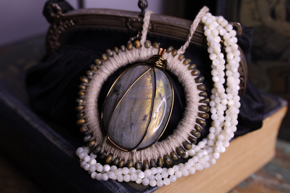 Image of Natural hemp cord labradorite necklace