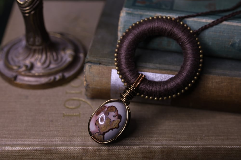 Image of Brown linen polychrome jasper necklace