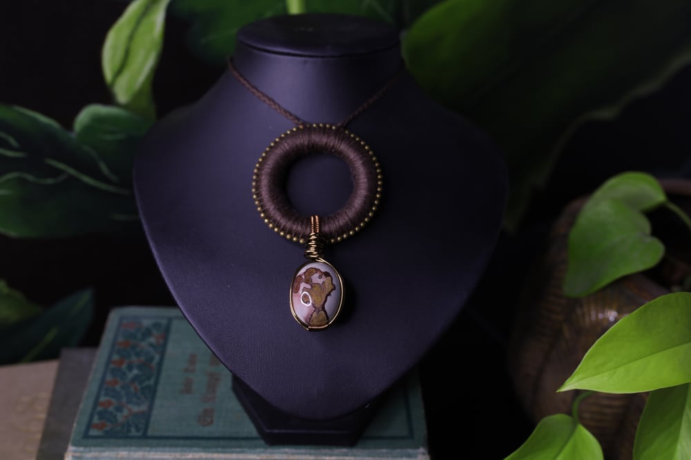 Image of Brown linen polychrome jasper necklace