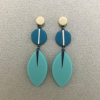 blue long leaf drop earrings 