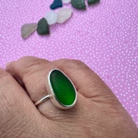 Image 2 of  Customisable Dark Green Oval Seaglass Ring