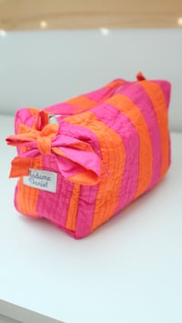 Image 3 of Trousse de toilette - rayures fushia & orange