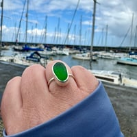 Image 1 of  Customisable Dark Green Oval Seaglass Ring