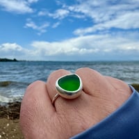 Image 1 of Customisable Large Dark Green Seaglass Ring