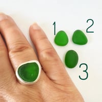 Image 2 of Customisable Large Dark Green Seaglass Ring