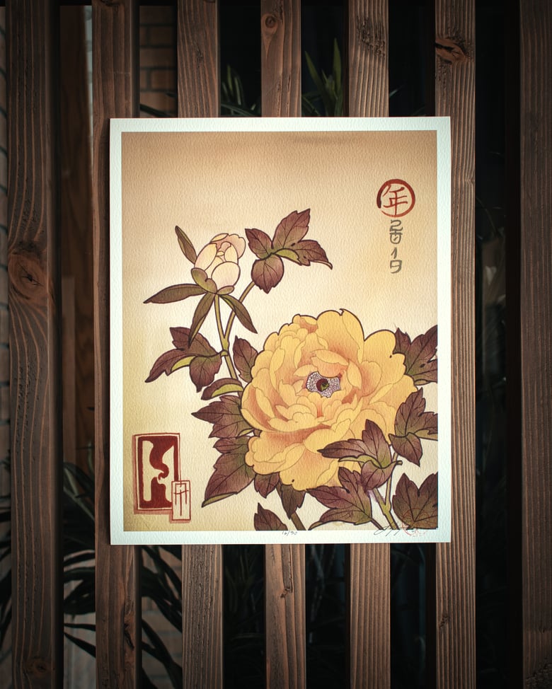 Image of Yellow Peony in Silk Dyes