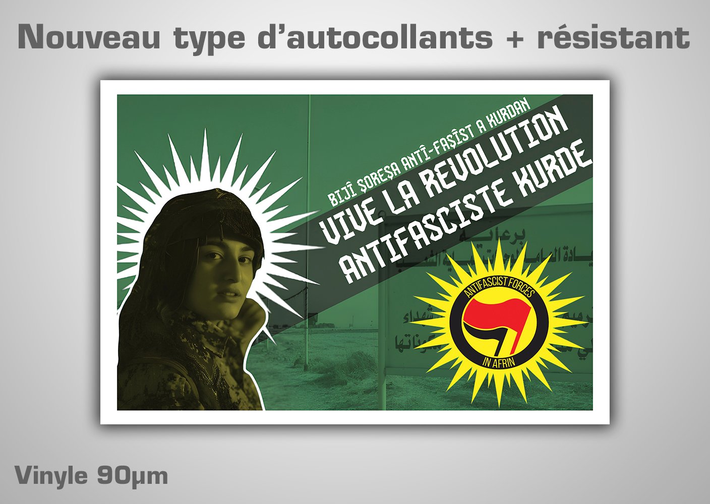 Image of 100 Autocollants "VIVE LA REVOLUTION ANTIFASCISTE KURDE"