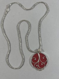 Image 1 of Red filigree pendant necklace