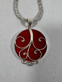 Image 3 of Red filigree pendant necklace