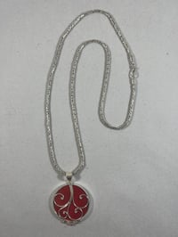 Image 4 of Red filigree pendant necklace