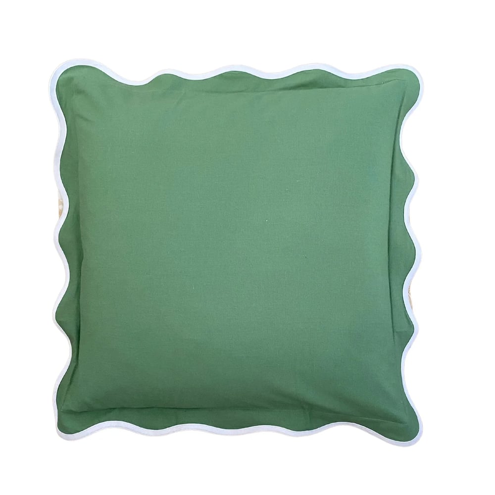 Image of Green Squiggle Linen Cushion