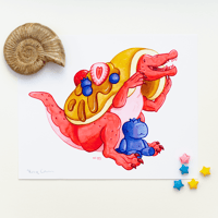 Berryonyx Pancake Art Print | Dessert Dino 10"x8" Art Reproduction