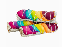 Image 1 of White Sage Smudge w/ rainbow chakra roses.
