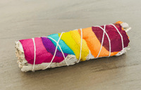Image 2 of White Sage Smudge w/ rainbow chakra roses.