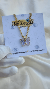 Image 3 of Glass Butterfly Necklaces 