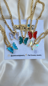 Image 1 of Glass Butterfly Necklaces 