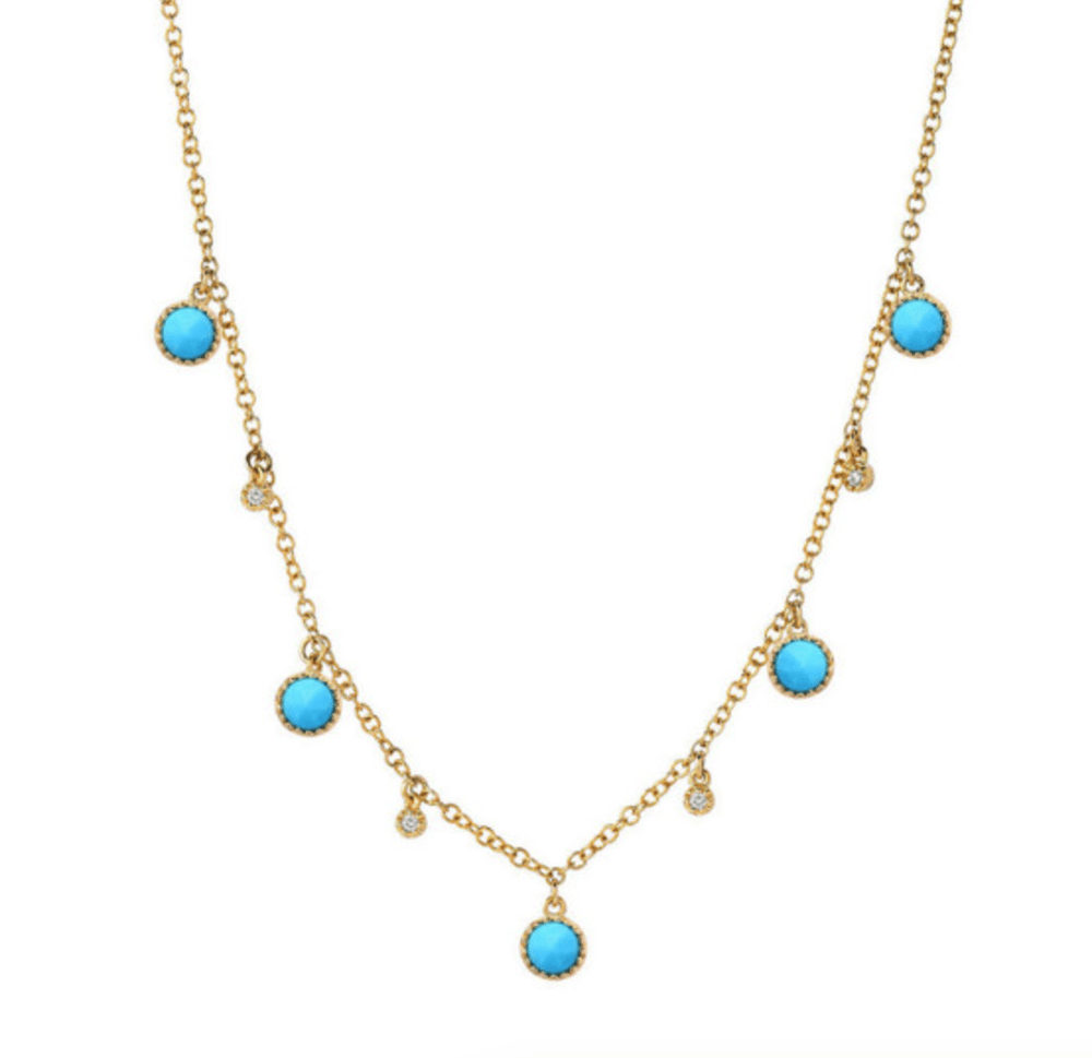 Image of 14 kt Turquoise and Diamond Necklace