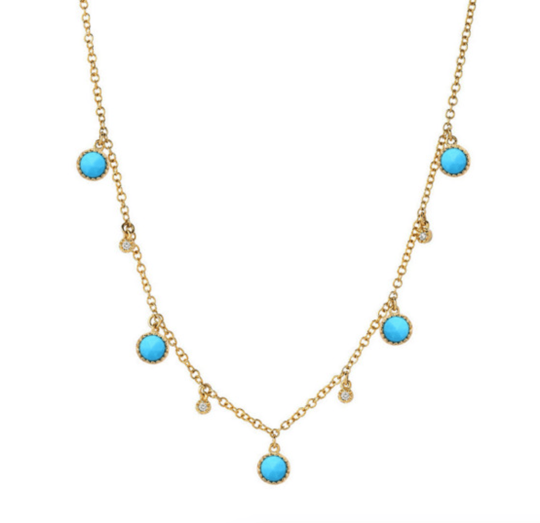 Image of 14 kt Turquoise and Diamond Necklace (Back in stock!)