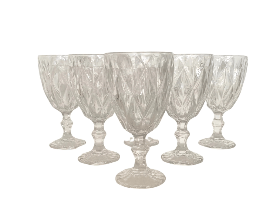 Image of Bevelled Wine Clear Glass set of 6 