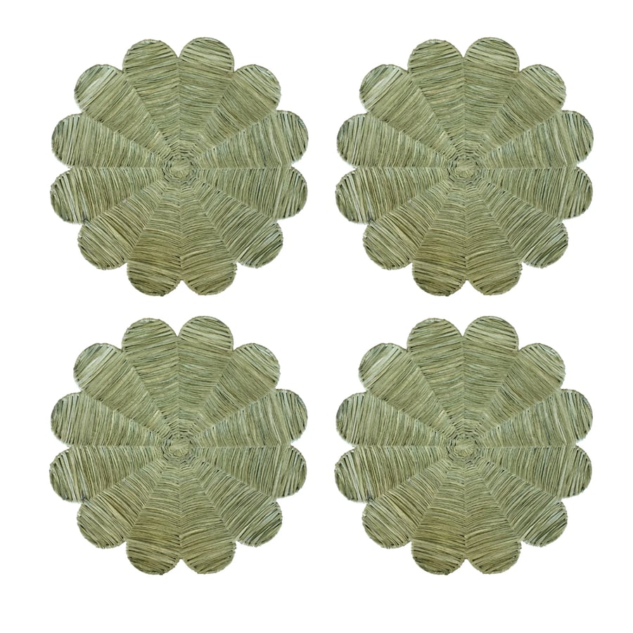 Image of Raffia Flower Placemat Green 