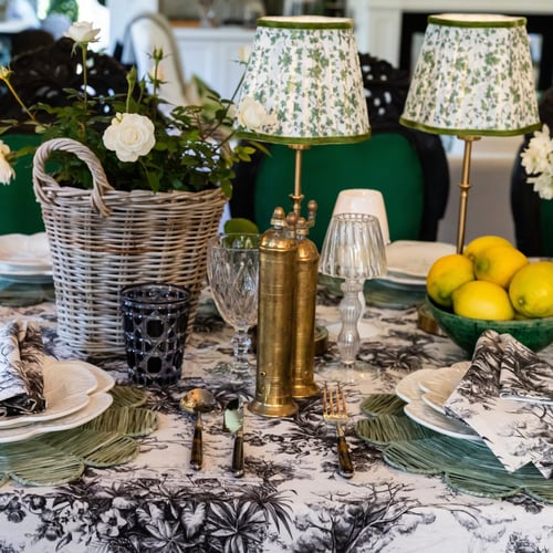 Image of Raffia Flower Placemat Green 