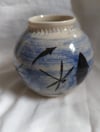 Dragonfly and fish moon jar 9cm tall