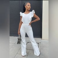 Image 1 of White Denim Back Out Fashion Nova Bodysuit - Size: S