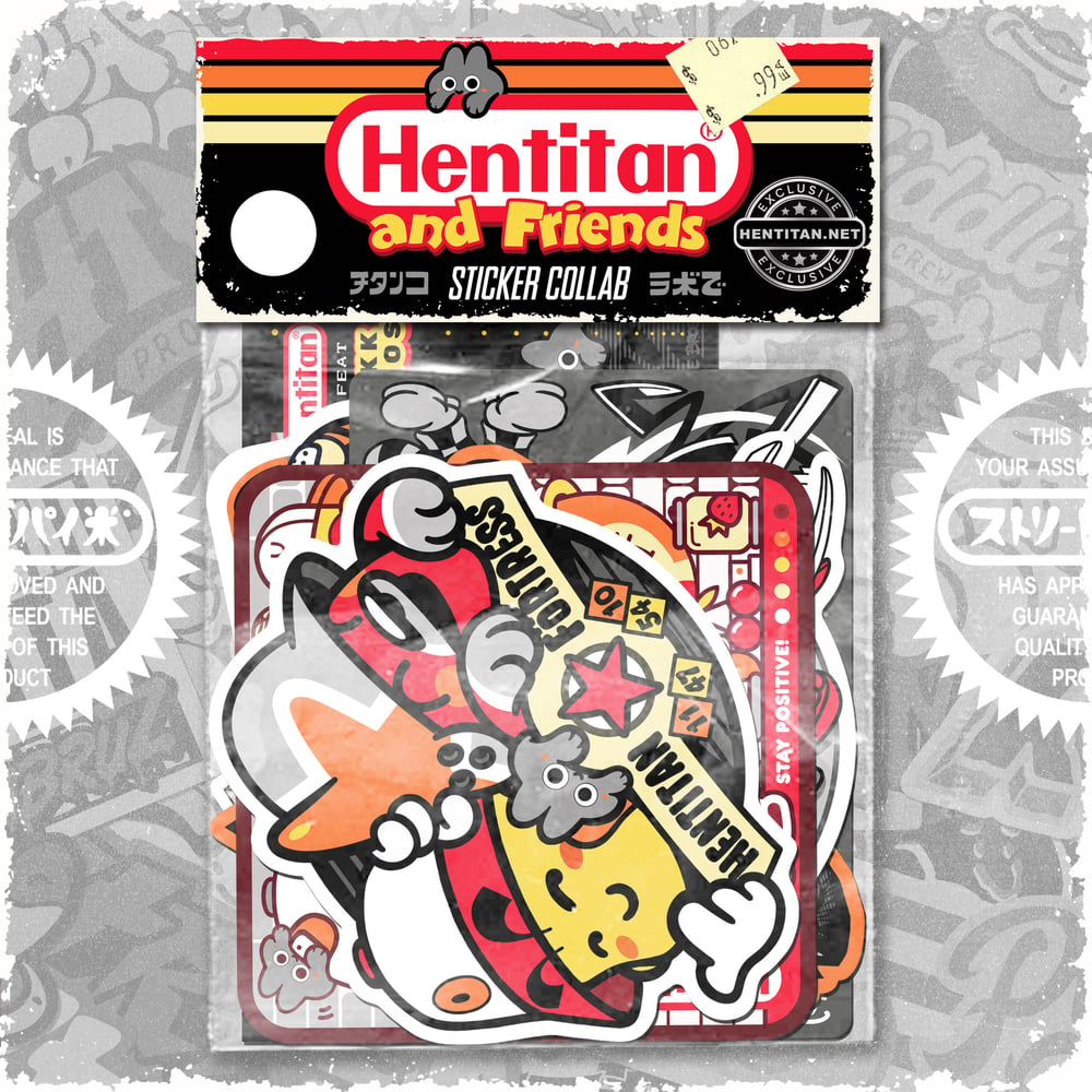 HENTITAN and FRIENDS - White Sticker Pack