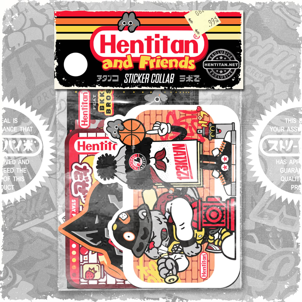 HENTITAN and FRIENDS - White Sticker Pack