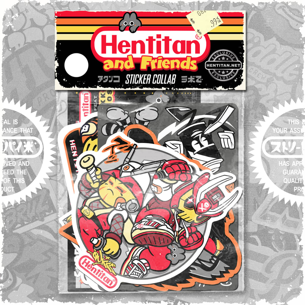 HENTITAN and FRIENDS - White Sticker Pack