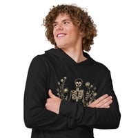 Image 2 of Skull Flowers KiSS Hooded long-sleeve tee - Skeleton floral