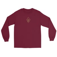 Image 1 of Fleur-de-Lis Embroidered KiSS Unisex Long Sleeve Shirt - Simple Cotton classic