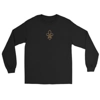 Image 2 of Fleur-de-Lis Embroidered KiSS Unisex Long Sleeve Shirt - Simple Cotton classic